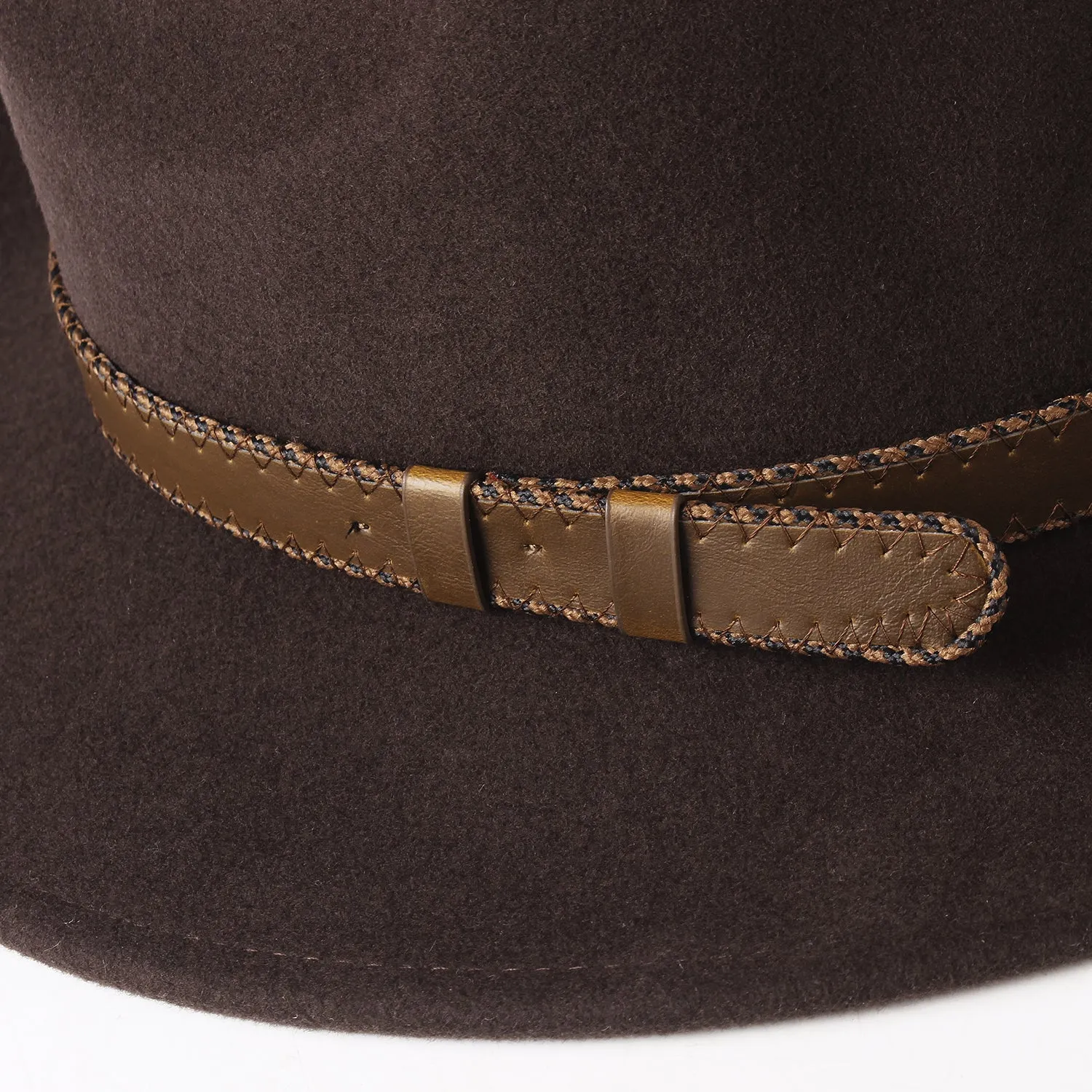 FURTALK Fedora Hats for Men Women 100% Australian Wool Felt Wide Brim Hat Wide Leather Belt Crushable Packable