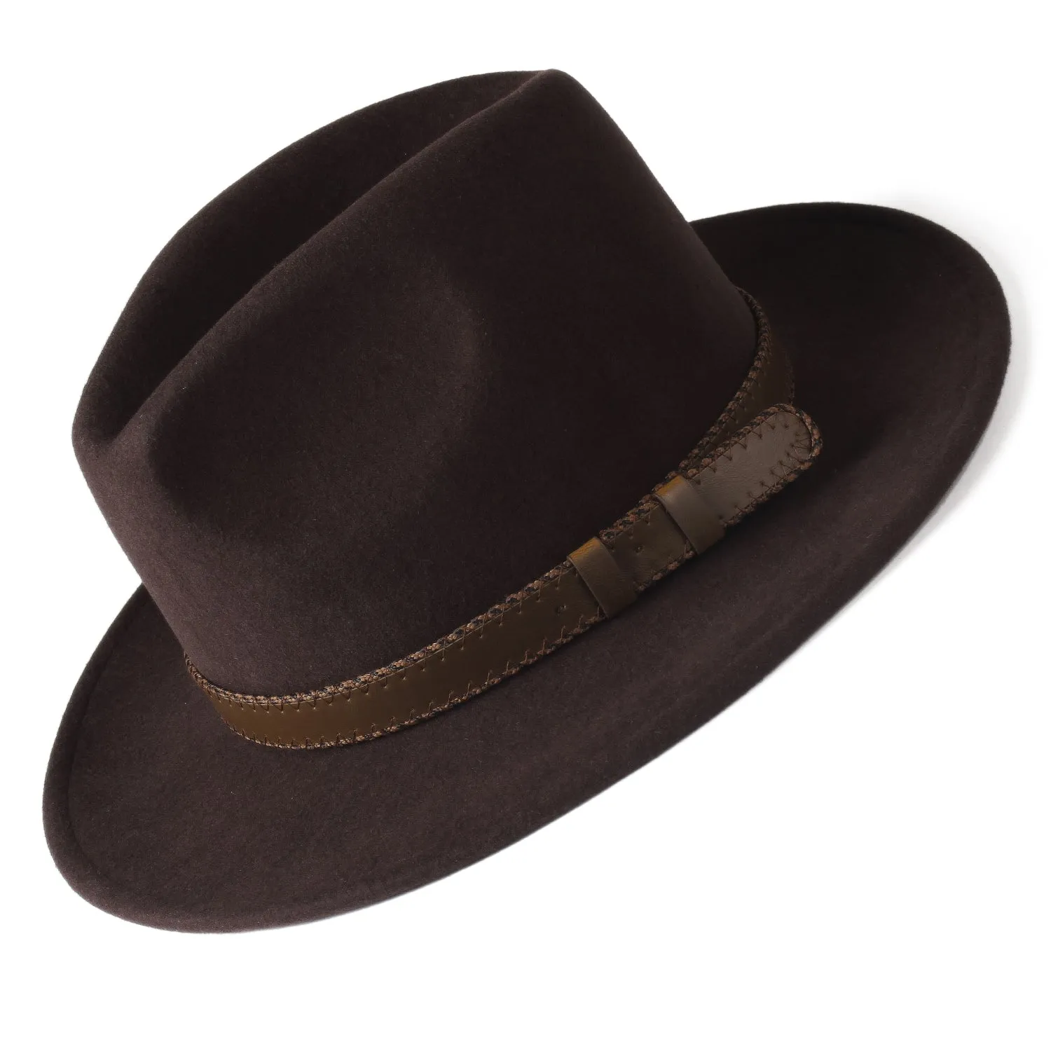 FURTALK Fedora Hats for Men Women 100% Australian Wool Felt Wide Brim Hat Wide Leather Belt Crushable Packable