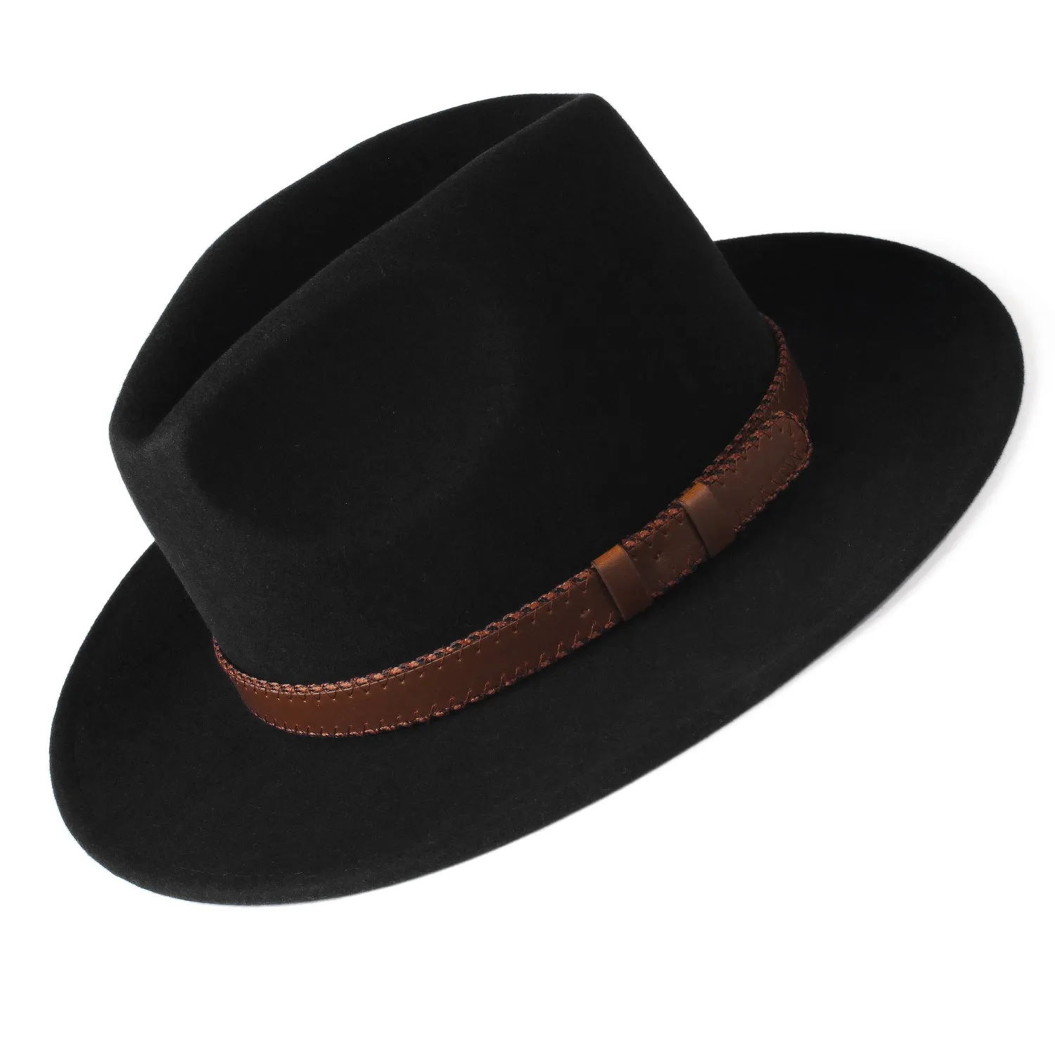 FURTALK Fedora Hats for Men Women 100% Australian Wool Felt Wide Brim Hat Wide Leather Belt Crushable Packable