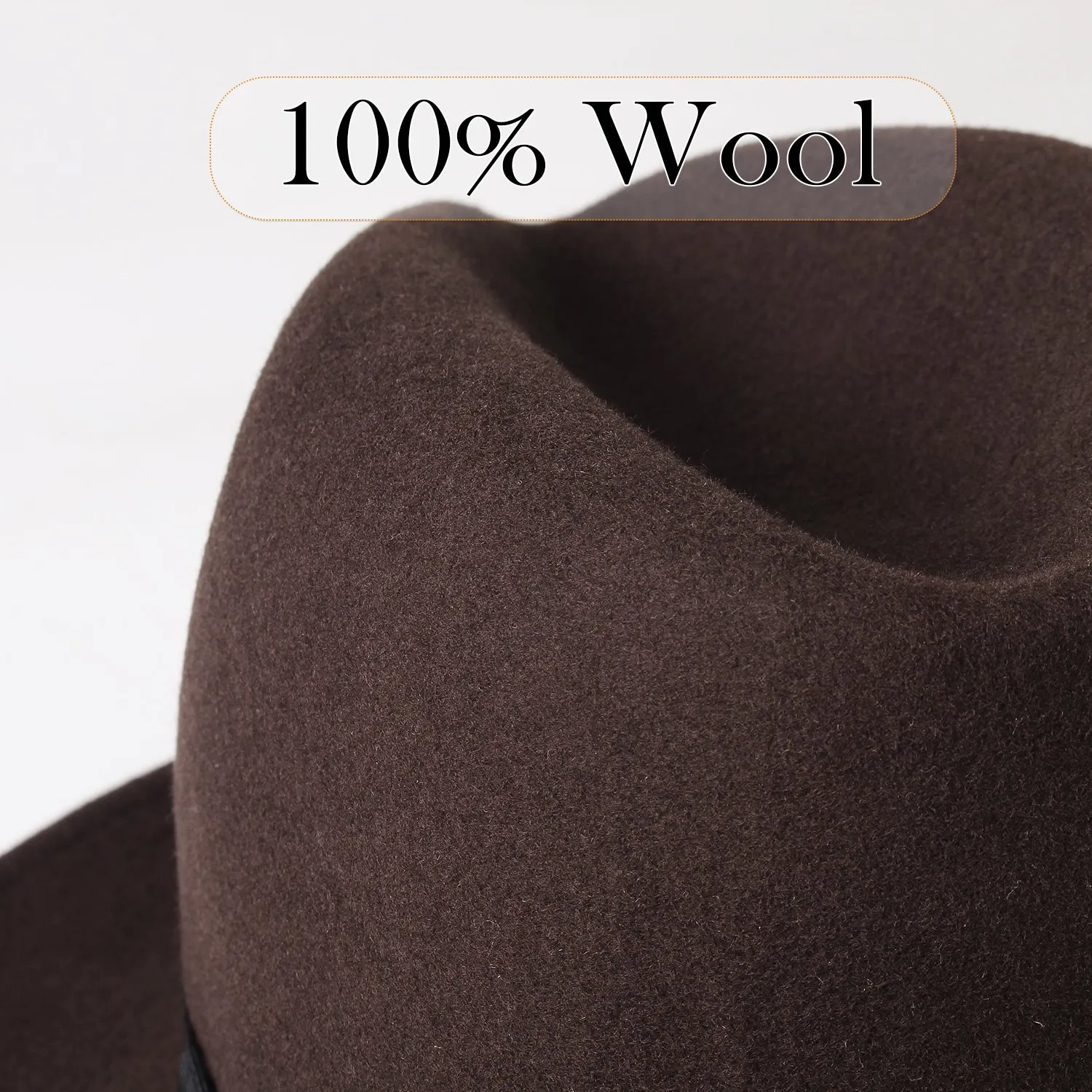 FURTALK Fedora Hats for Men Women 100% Australian Wool Felt Wide Brim Hat Wide Leather Belt Crushable Packable