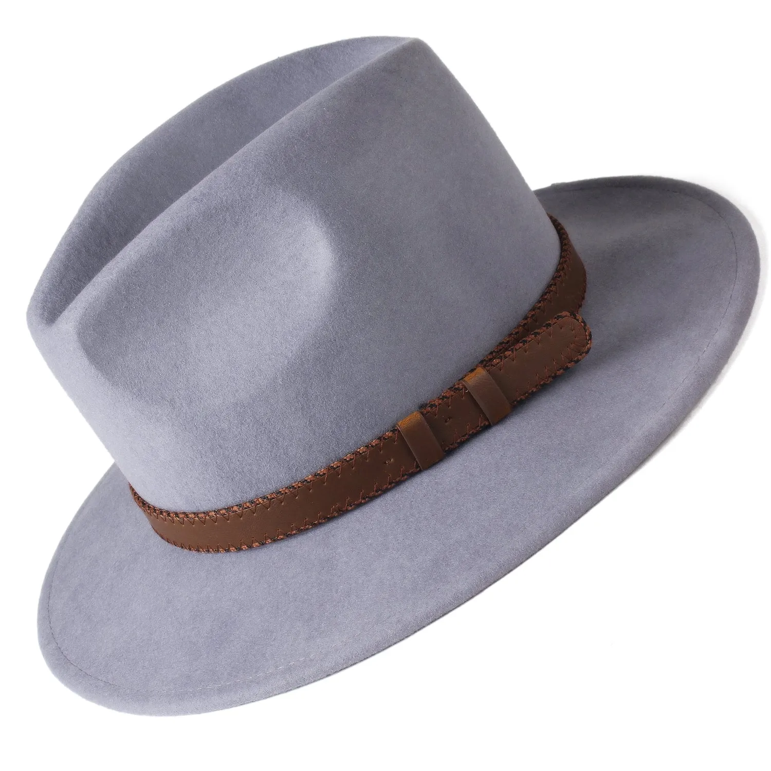 FURTALK Fedora Hats for Men Women 100% Australian Wool Felt Wide Brim Hat Wide Leather Belt Crushable Packable