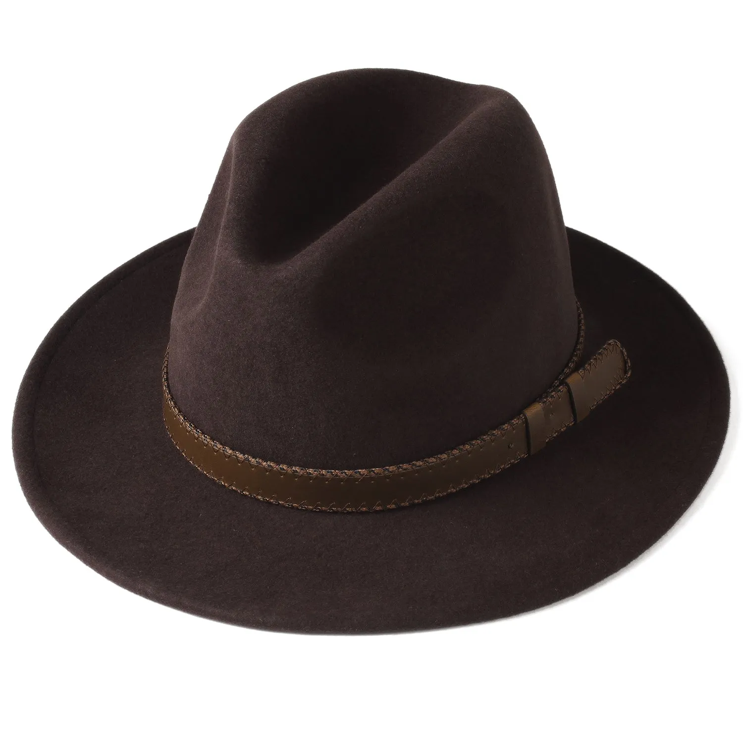 FURTALK Fedora Hats for Men Women 100% Australian Wool Felt Wide Brim Hat Wide Leather Belt Crushable Packable