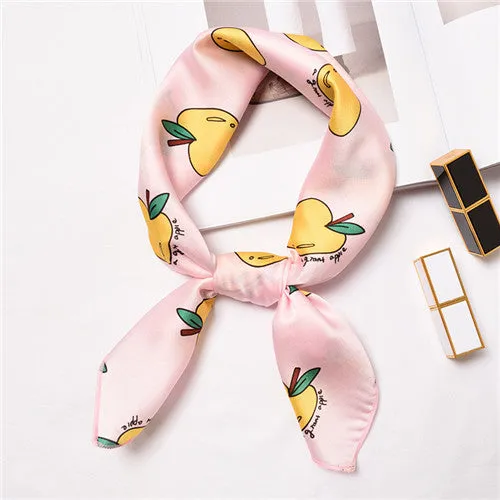 Geometric apple pineapple pattern the new hot Japanese and Korean cute simple elegant  fashionable elegant scarf headkerchief