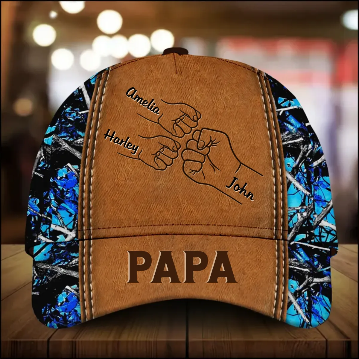 Grandpa Papa Daddy Fist Bump Fathers Day Family Personalized Cap