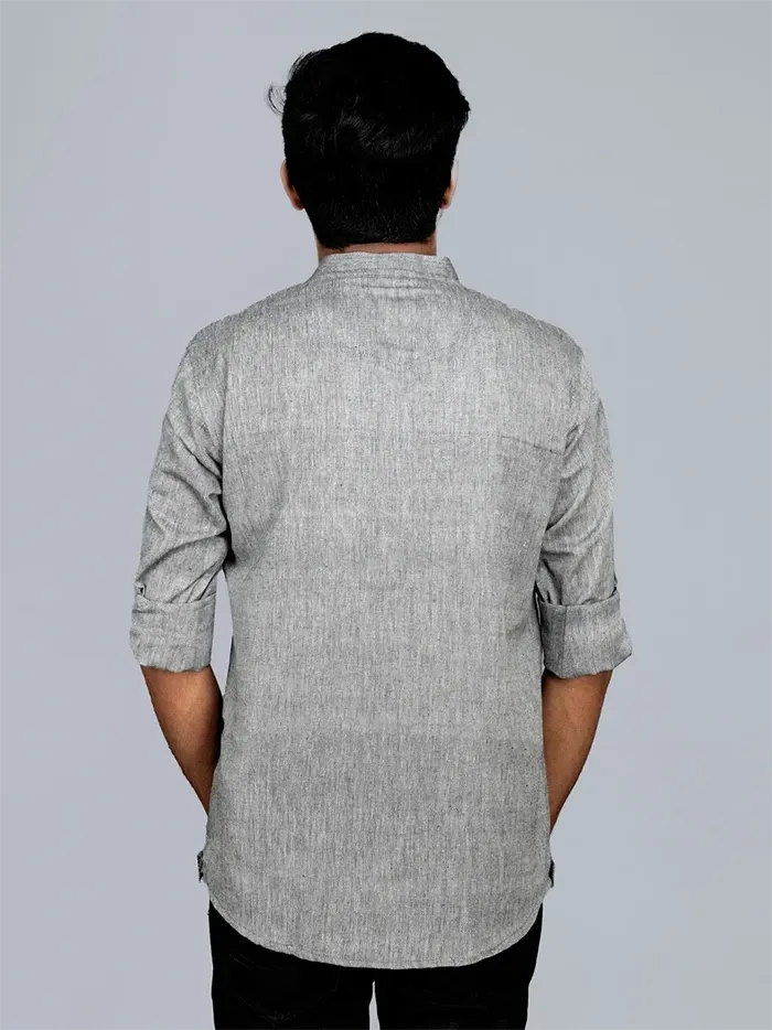 Grey Organic Cotton Men Short Kurta