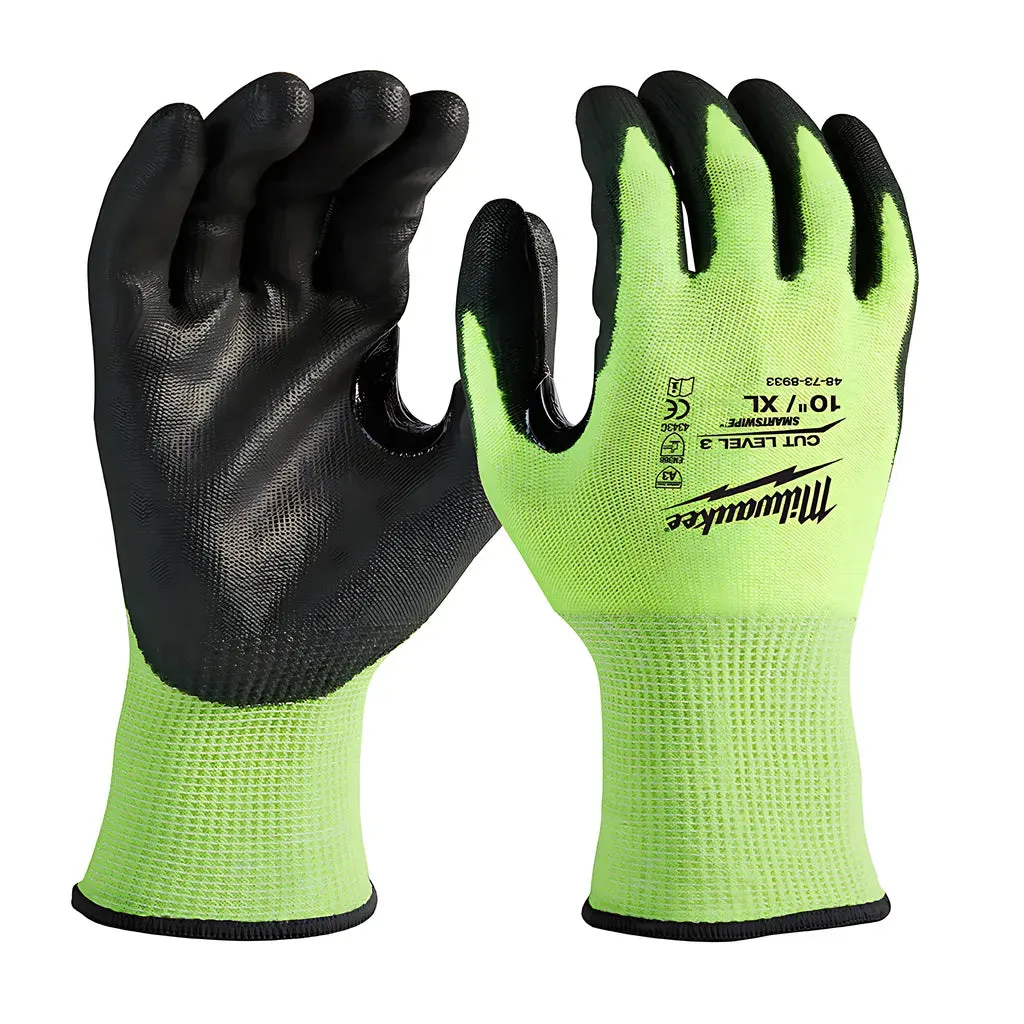 High Visibility Cut Level 3 Polyurethane Dipped Gloves - XL