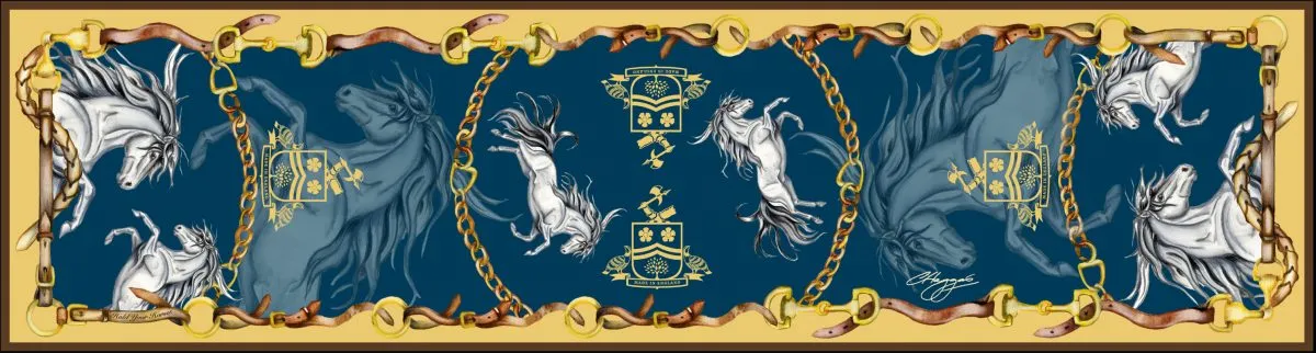 Hold Your Horses Navy & Gold Classic Silk Scarf