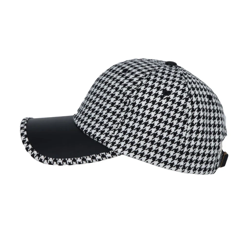 Houndstooth Pattern Unisex Baseball Cap Casual Dad Ball Hat Adjustable Strapback JD11422