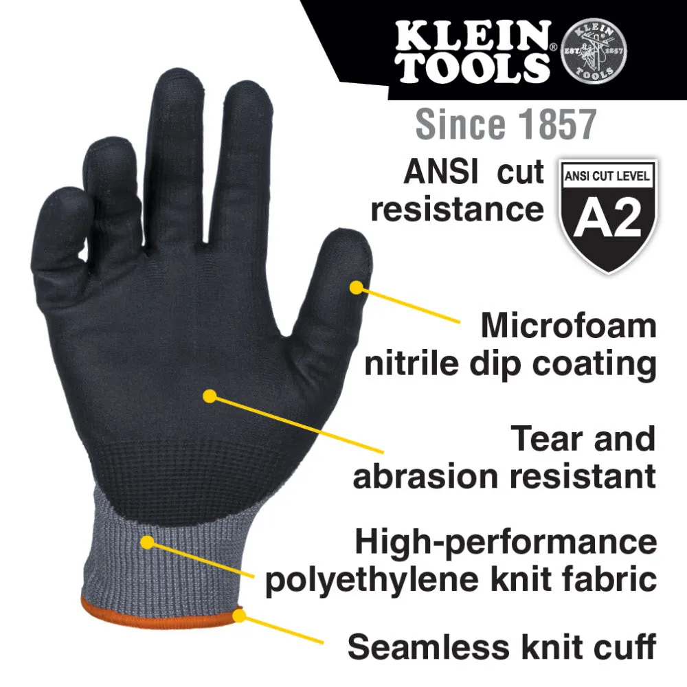 Klein 60583 Knit Dipped Gloves, Cut Level A2, Touchscreen, Small, 2-Pair