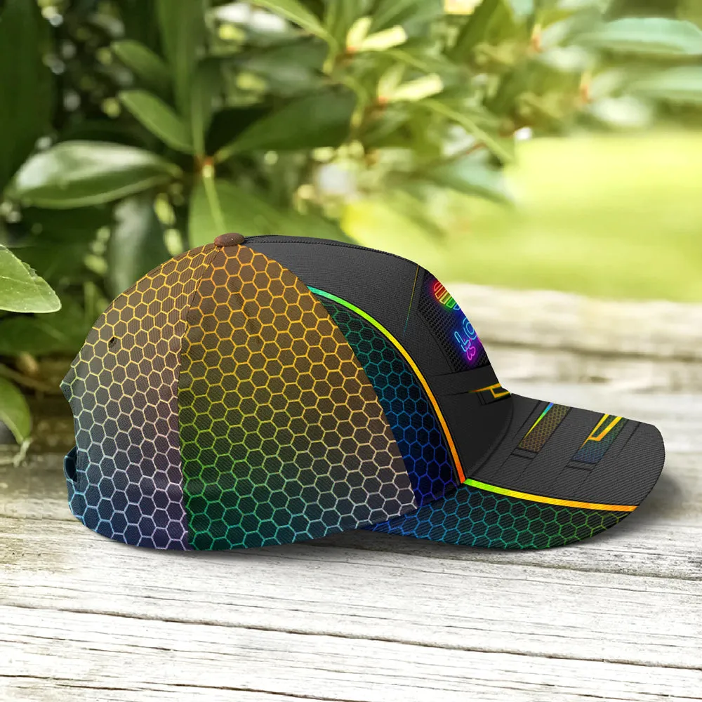 LGBTQ Hexagon Neon Pattern Baseball Cap Coolspod