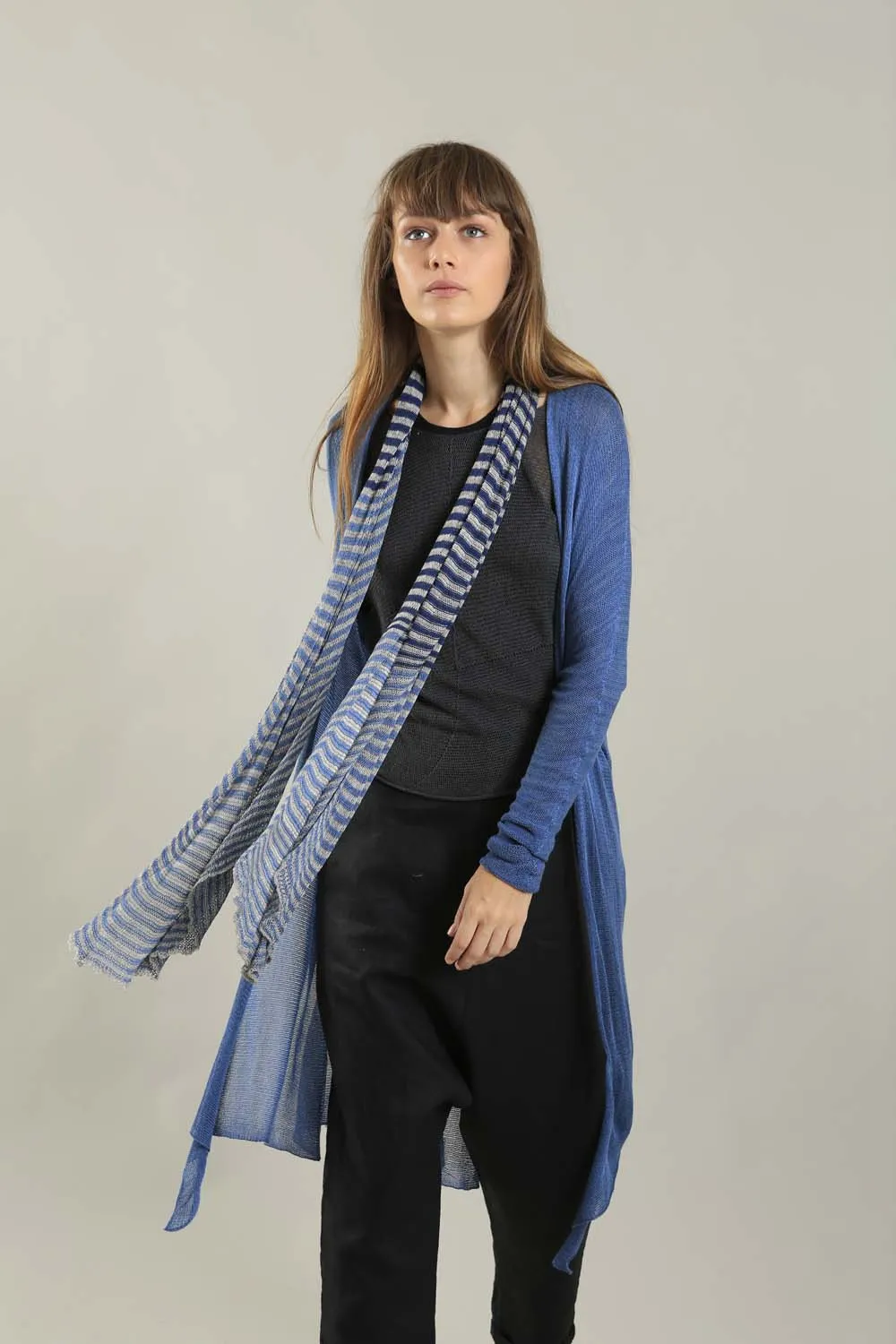 Long Bamboo Cardigan in Peacock Blue