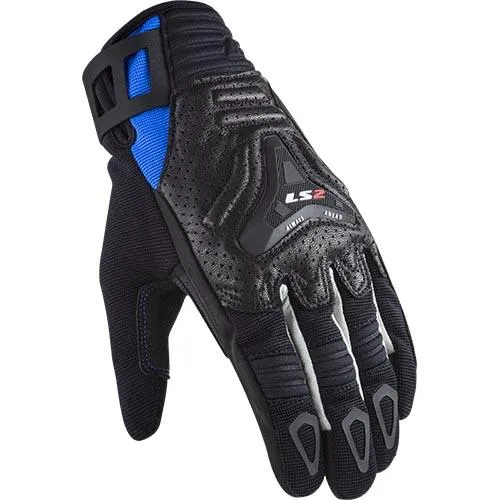 LS2 All Terrain Mens Gloves Black Blue - Motorcycle Gloves