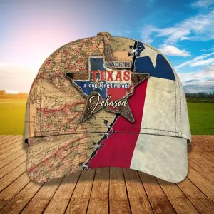 Made in Texas 3D Classic Cap for Women and Man, Texas Map Hat for Him