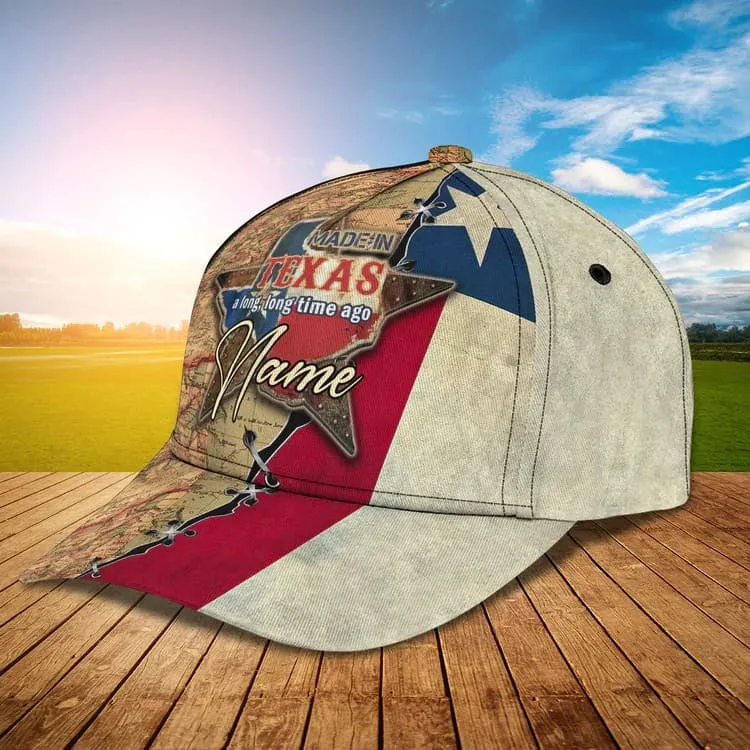 Made in Texas 3D Classic Cap for Women and Man, Texas Map Hat for Him