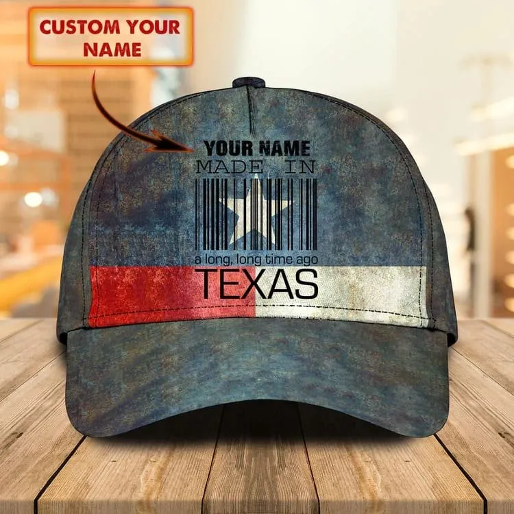 Made in Texas 3D Classic Cap for Women and Man, Texas Map Hat for Him