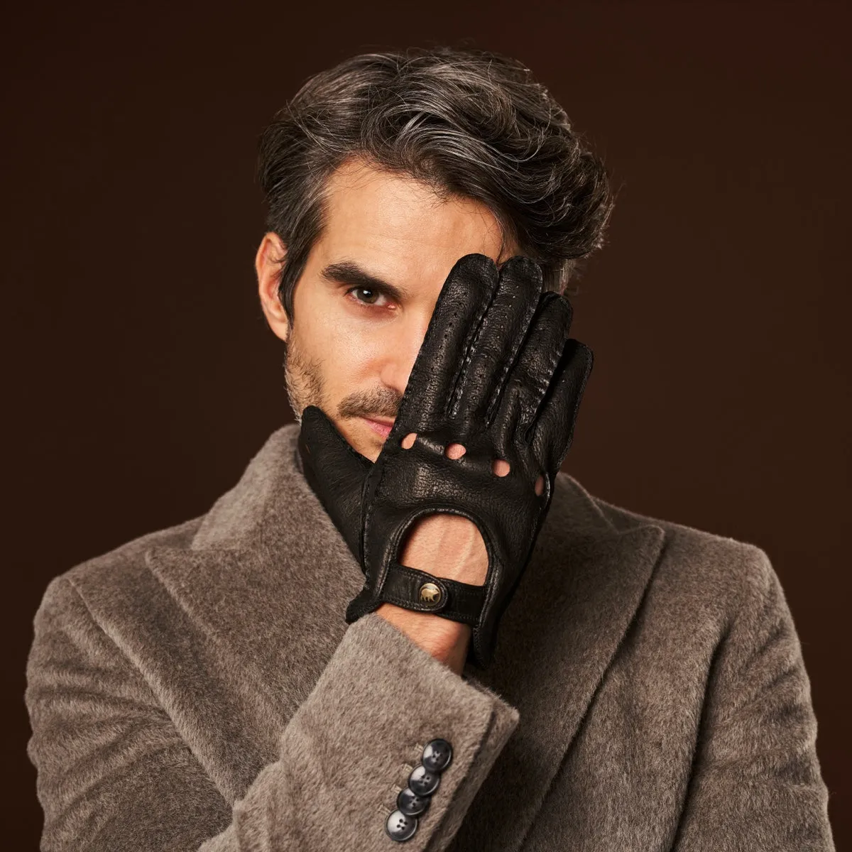 Marcello (black) – Luxurious Italian peccary driving gloves