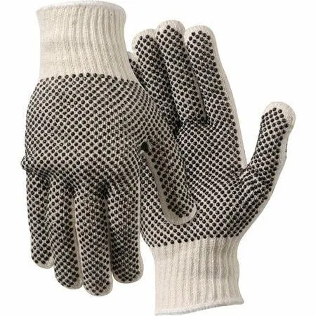 MCR Safety Poly/Cotton Large Work Gloves - Dirt, Debris Protection - Large Size - For Right/Left Hand - White - Elastic Wrist, Knit Wrist - 2 / Pair