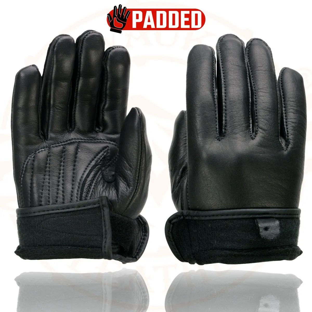 Milwaukee Leather MG7760 Women's Black Leather Gel Palm Lightweight Motorcycle Hand Gloves W/ Stylish ‘Wrist Detailing’