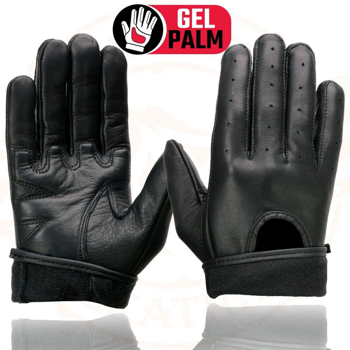 Milwaukee Leather MG7765 Women's Black Leather Gel Palm Open Wrist Motorcycle Hand Gloves W/ Stylish ‘Wrist Detailing’