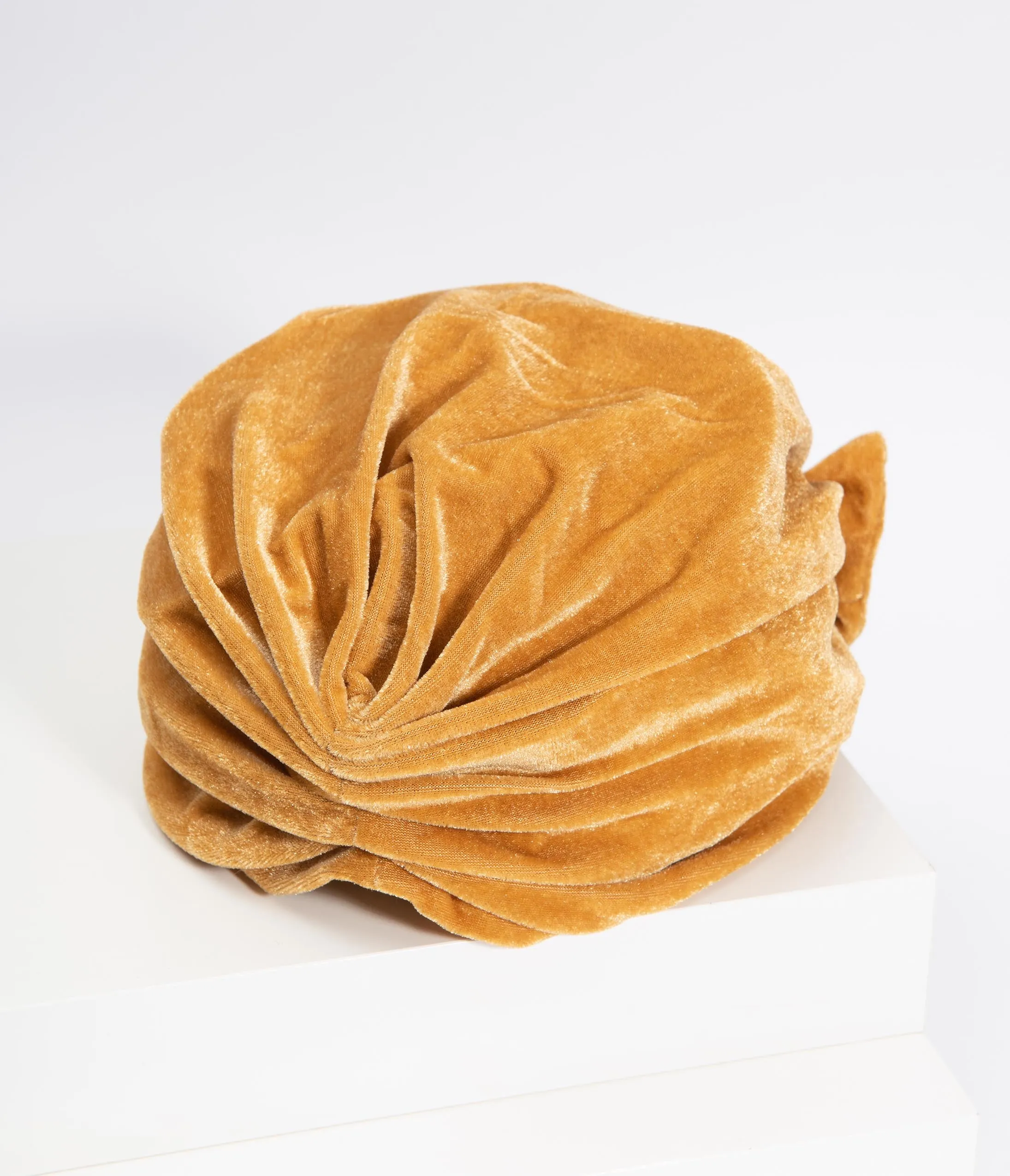 Mustard Yellow Velvet Knotted Bow Turban