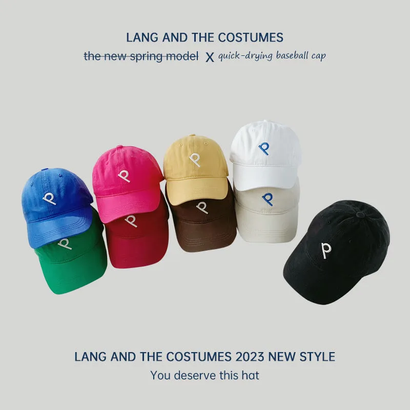 Oblique P letter ins small head circumference baseball cap for women outdoor leisure versatile four-season soft top sun protection duck tongue hat