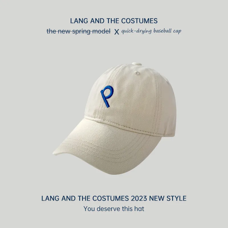 Oblique P letter ins small head circumference baseball cap for women outdoor leisure versatile four-season soft top sun protection duck tongue hat