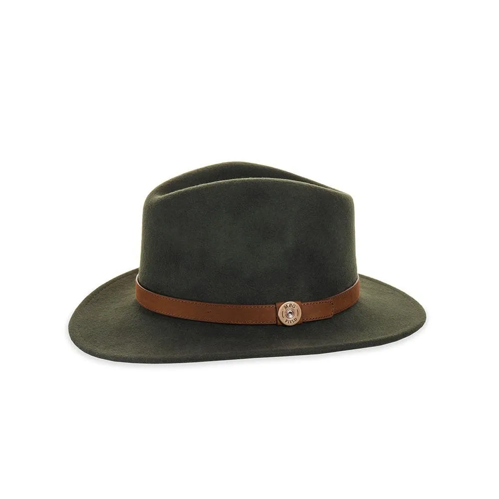 Olive Fedora with Peacock and Hen Pheasant Pin