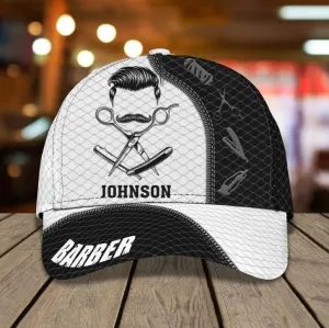 Personalized Barber Shop 3D All Over Printed Cap, Tools Of Barber Hat for Barber Man