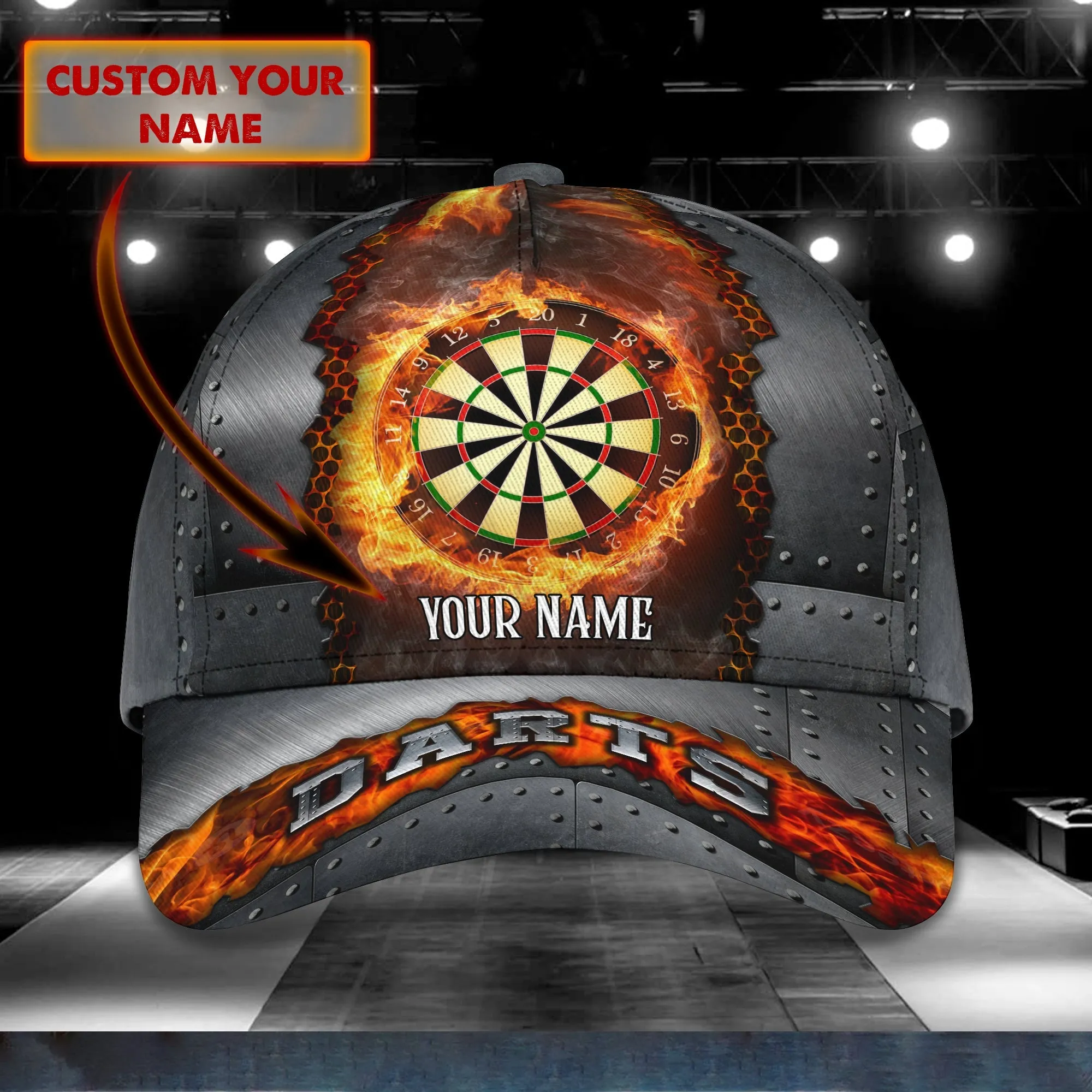 Personalized name Color Dart Cap, Classic Cap for Men Women, 3D Full Printed Dart Cap Hat