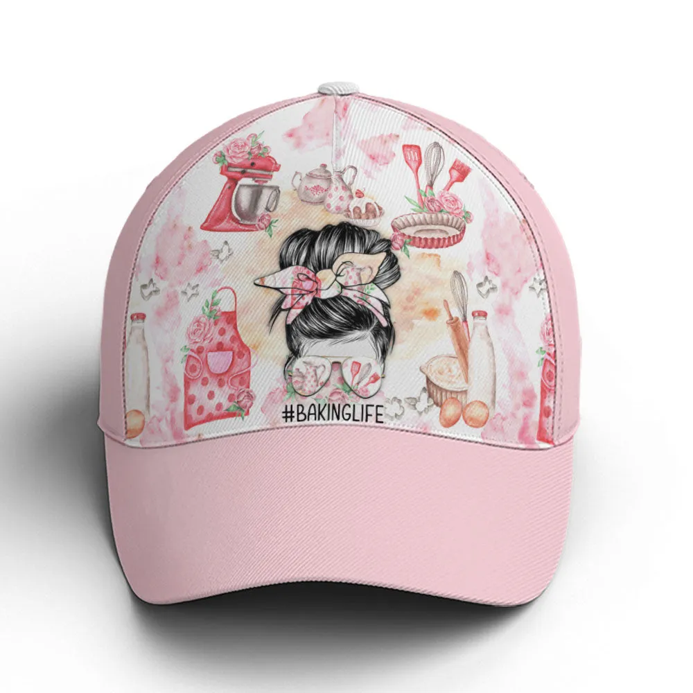 Pinky Baking Life Bun Hair Mom Baseball Cap Coolspod