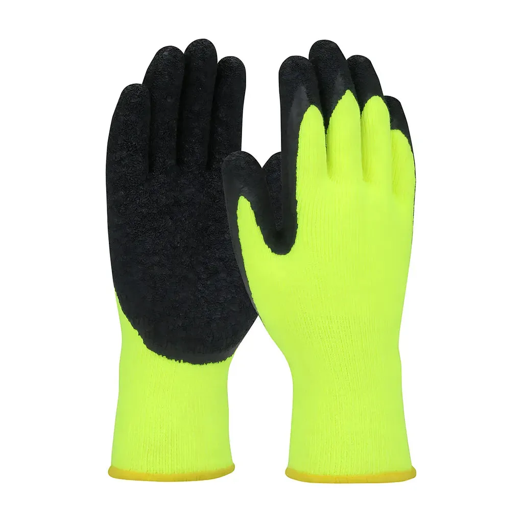 PIP 41-1425/M Economy Hi-Vis Seamless Knit Acrylic Glove with Latex Coated Crinkle Grip on Palm & Fingers