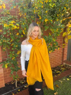 Pure Cashmere Shawl - Turmeric Yellow