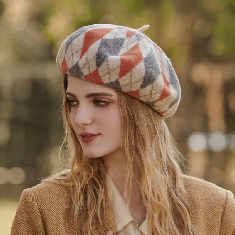 Rich and Preppy Vibe Plaid Beret Hats for Women