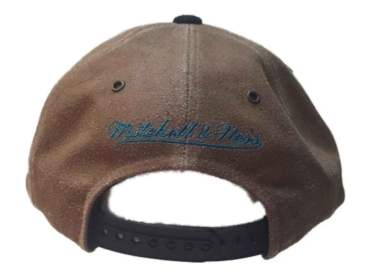 San Jose Sharks Mitchell & Ness Brown Black Relaxed Leather Flat Bill Hat Cap