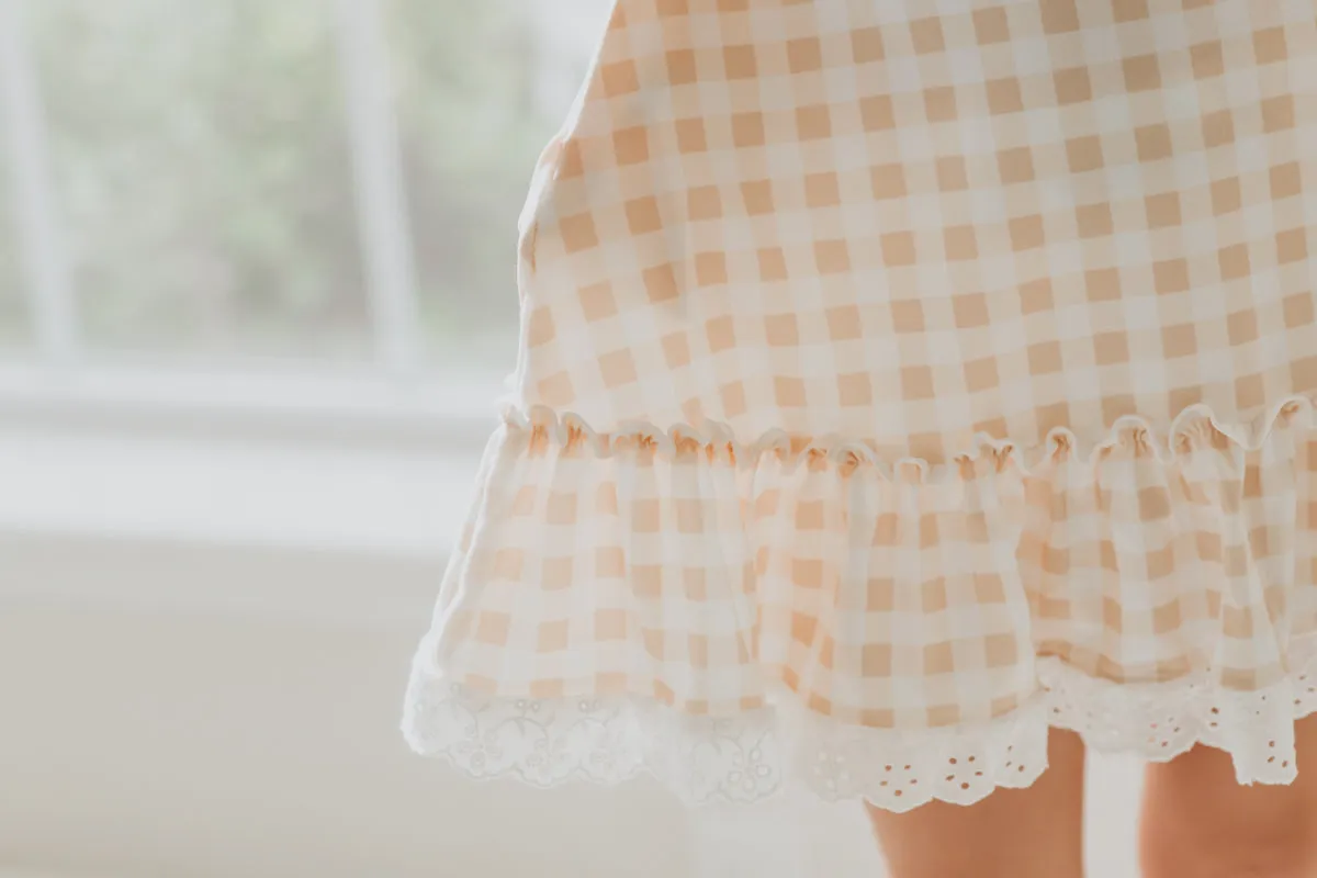 Short Gown Set (gingham) FINAL SALE