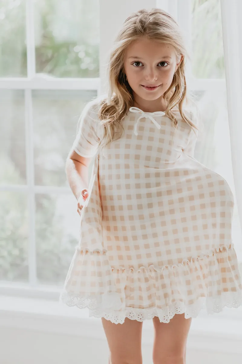 Short Gown Set (gingham) FINAL SALE