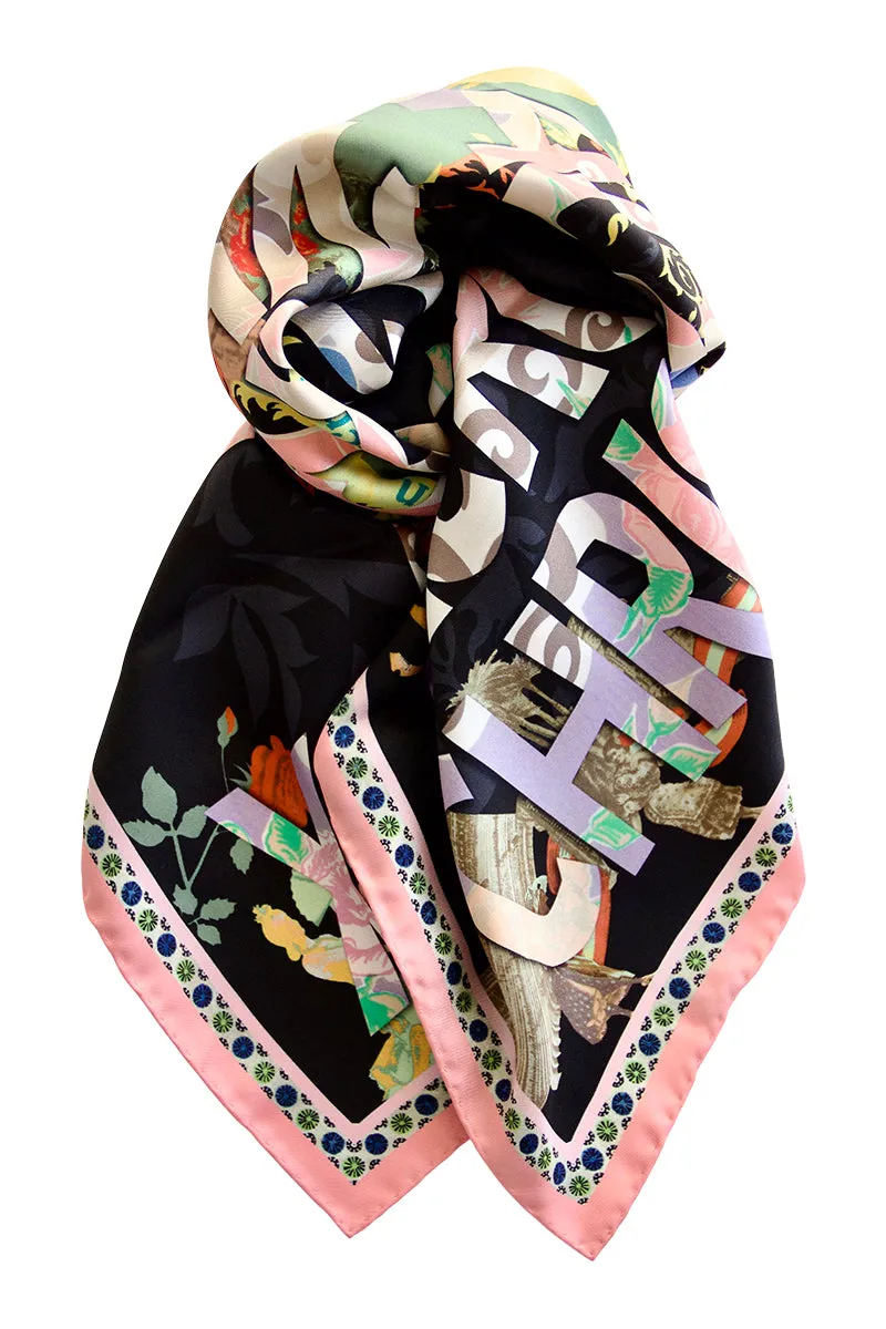 Silk scarf "Double View" Lacroix - black