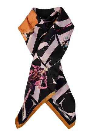 Silk scarf "Lacroix Parade" black and rose