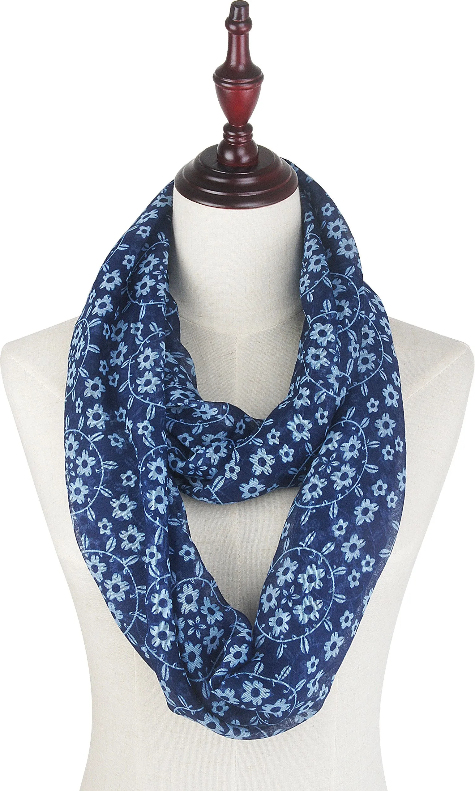 Soft Light Weight Sunflower Floral Elegant Sheer Infinity Scarf