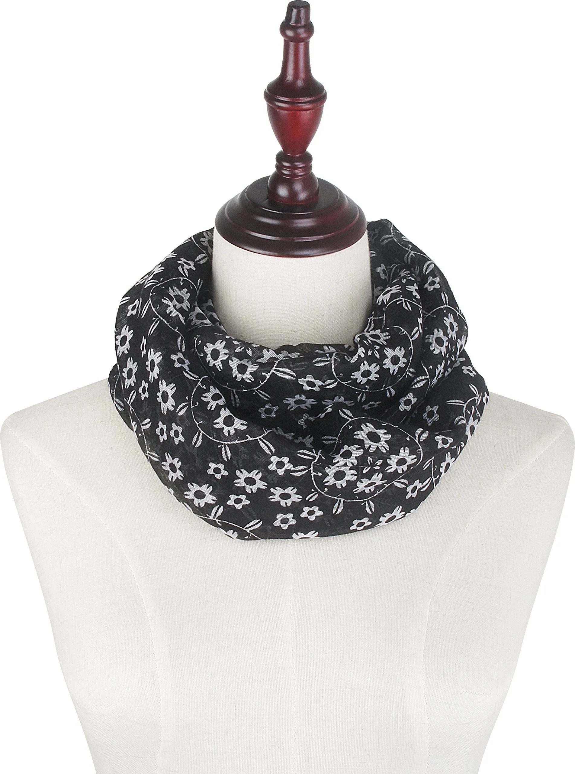 Soft Light Weight Sunflower Floral Elegant Sheer Infinity Scarf