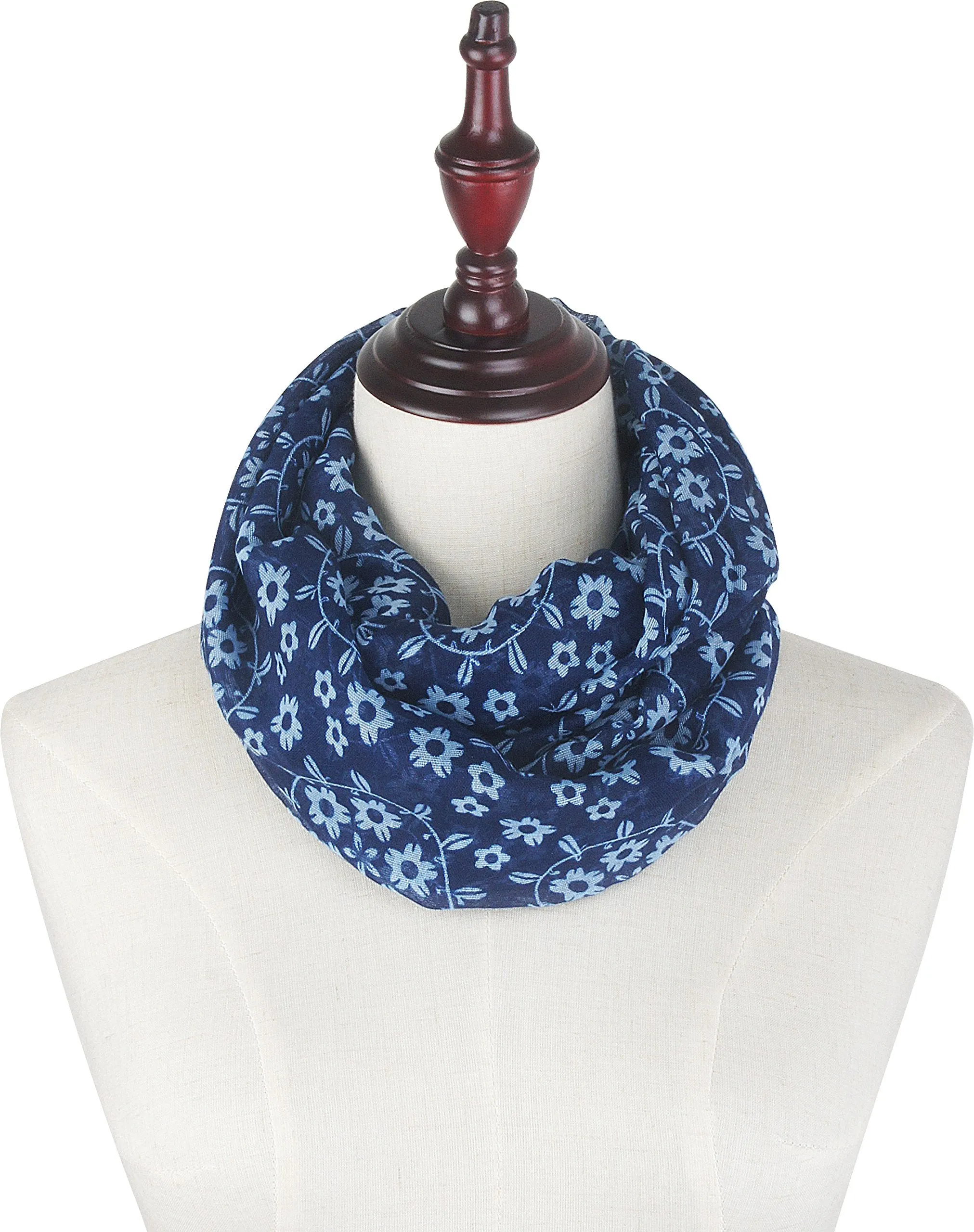 Soft Light Weight Sunflower Floral Elegant Sheer Infinity Scarf