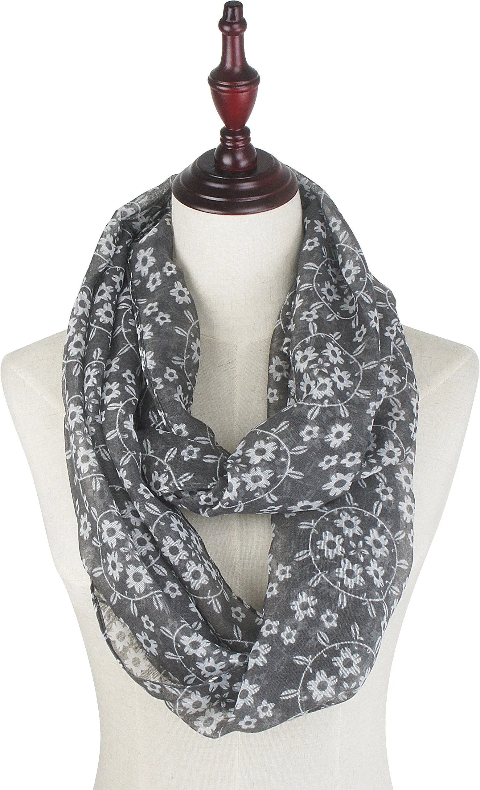 Soft Light Weight Sunflower Floral Elegant Sheer Infinity Scarf