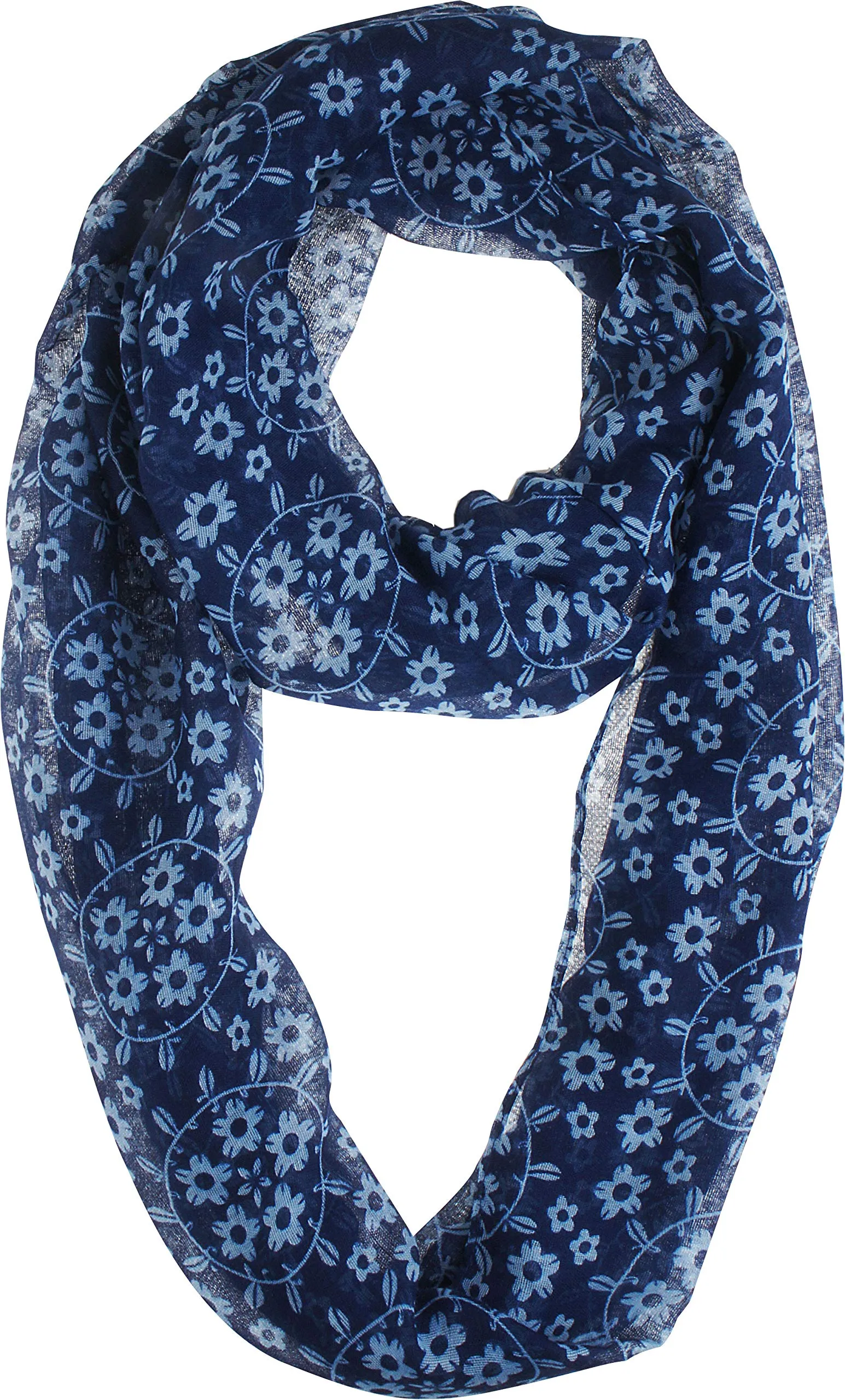 Soft Light Weight Sunflower Floral Elegant Sheer Infinity Scarf