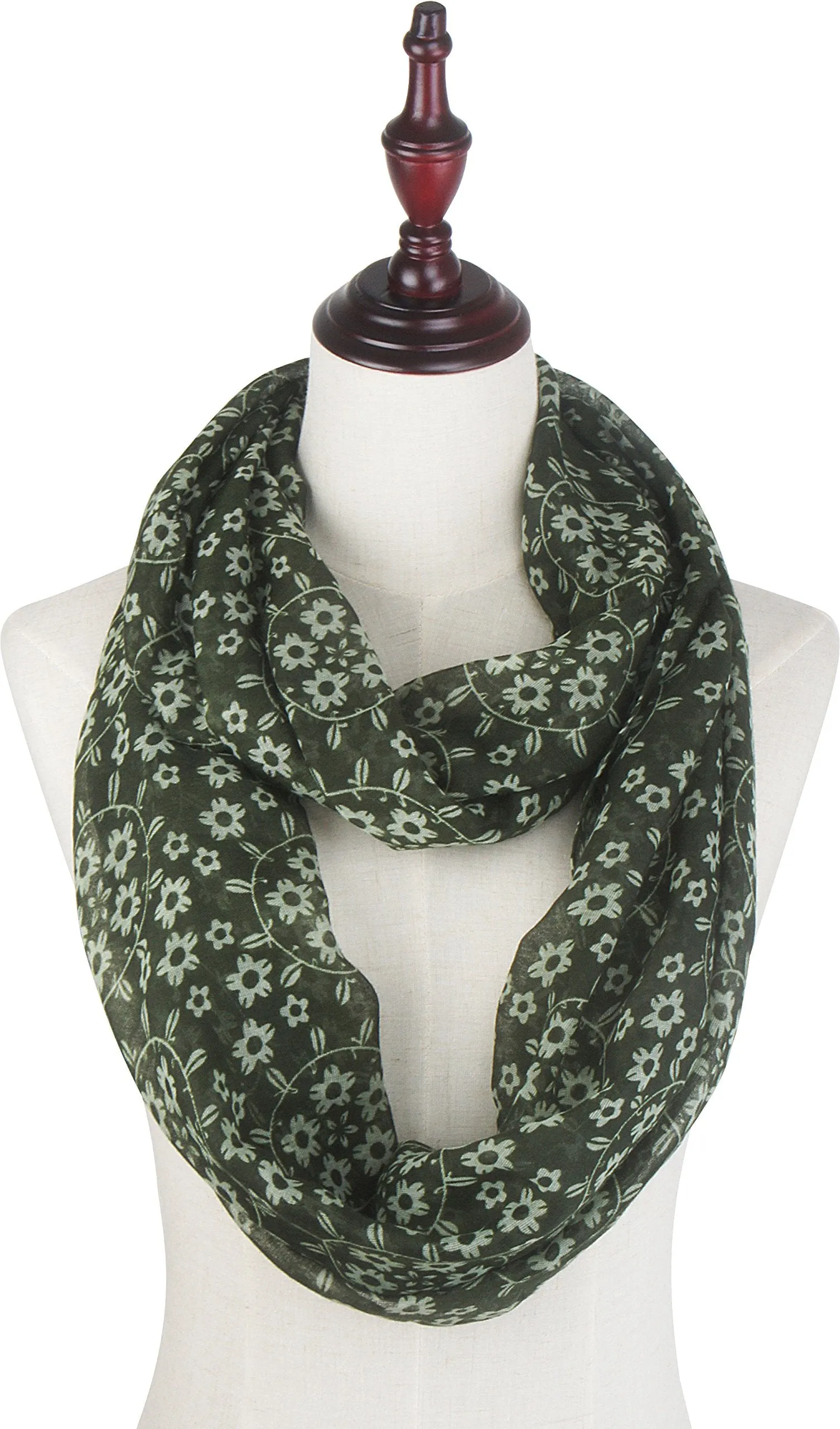 Soft Light Weight Sunflower Floral Elegant Sheer Infinity Scarf