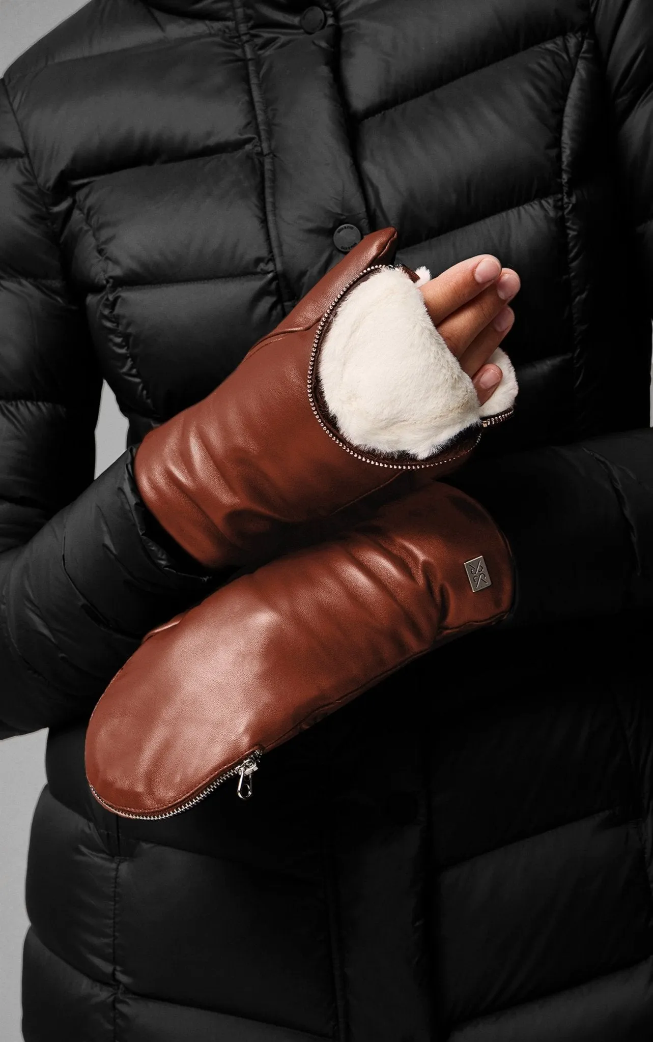 SOIA&KYO BETRICE - Faux Fur-Lined Leather Gloves