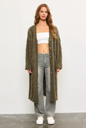 Speckled Moss Cozy Long Cardigan