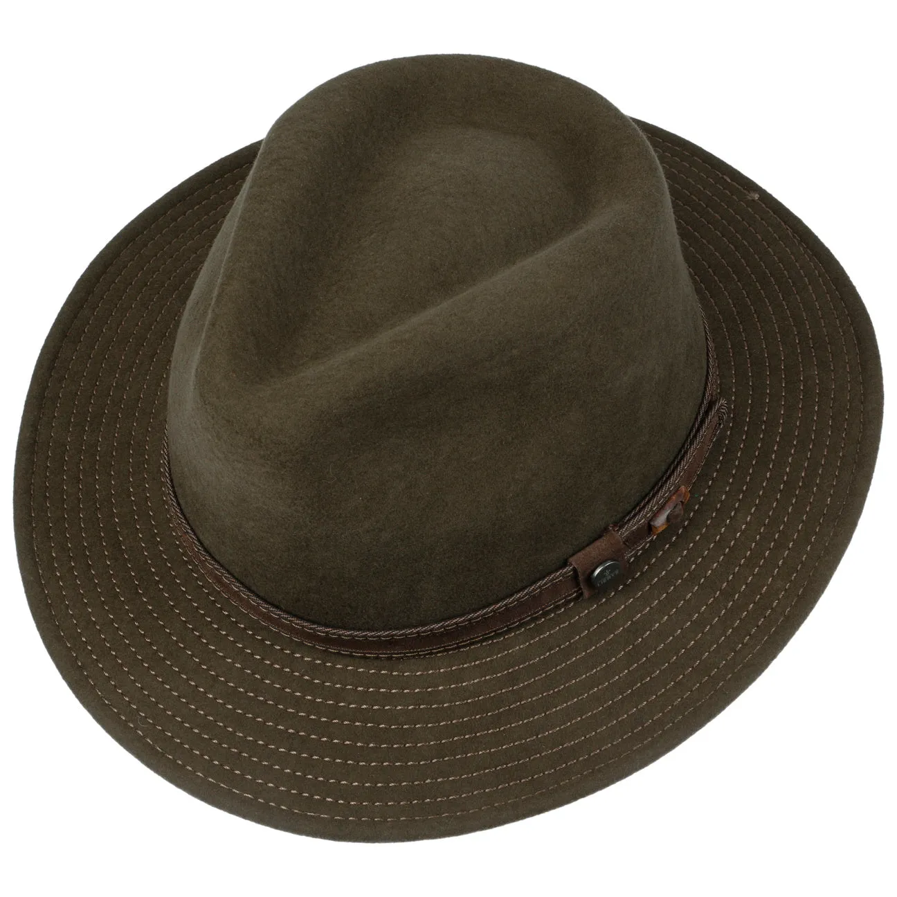 Stitched Brim Traveller Wool Fedora Hat