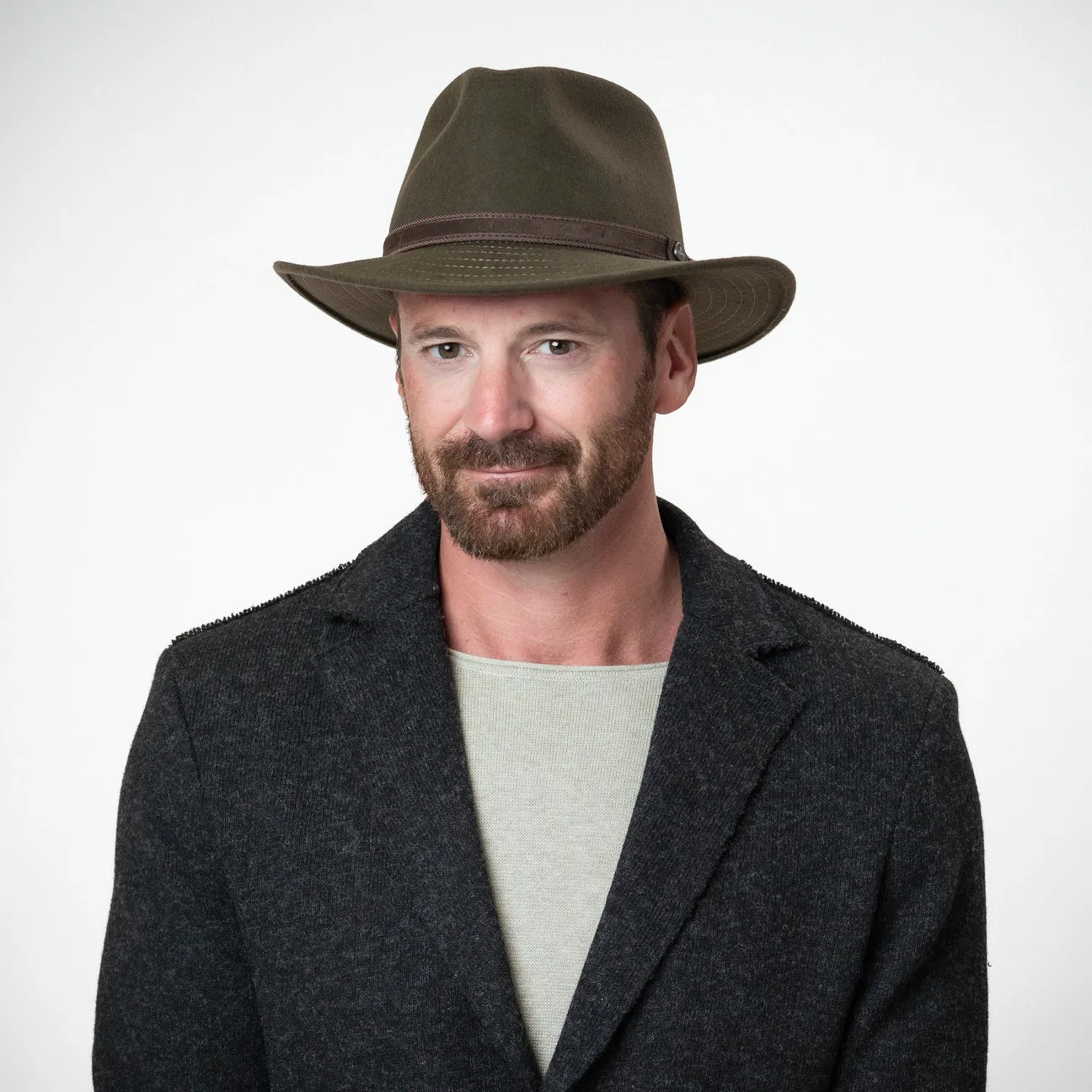 Stitched Brim Traveller Wool Fedora Hat