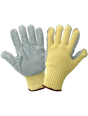 String Knit Cut Resistant Leather Palm Gloves - K300LFE