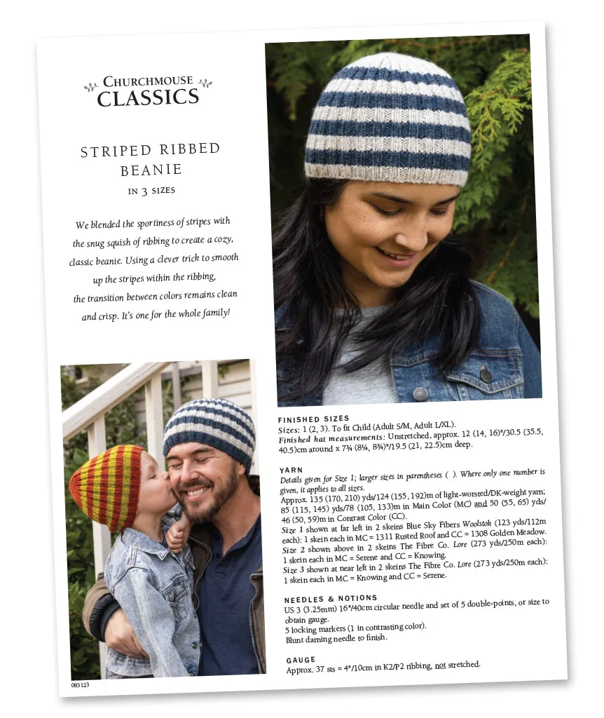 Striped Ribbed Beanie Using Blue Sky Fibers Woolstok